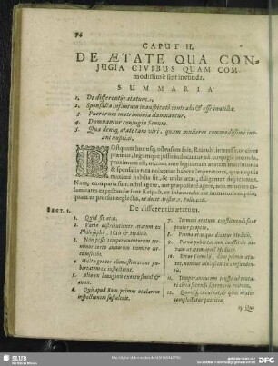 Caput II. De Aetate Qua Conjugia Civibus Quam Comodissimè sint ineunda