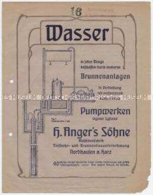 Wasser in jeder Menge beschaffen durch moderne Brunnenanlagen in Verbindung mit entsprechend konstruierten Pumpwerken eigener Systeme