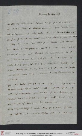 Briefwechsel Theodor Mommsen und Marie Mommsen geb. Reimer: Brief von Theodor Mommsen an Marie Mommsen