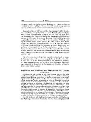 Ergebnisse und Probleme der Psychologie des Lernens