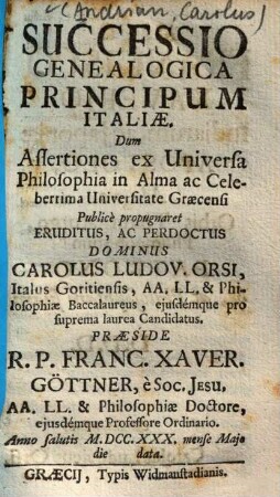 Successio Genealogica Principum Italiæ