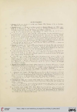 Almanache (Nr. 1-33)