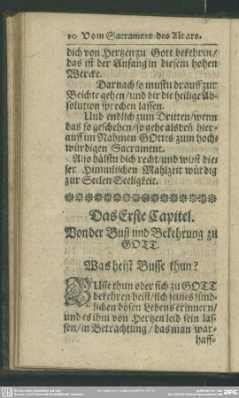 Das Erste Capitel. Von der Buß und Bekehrung zu Gott