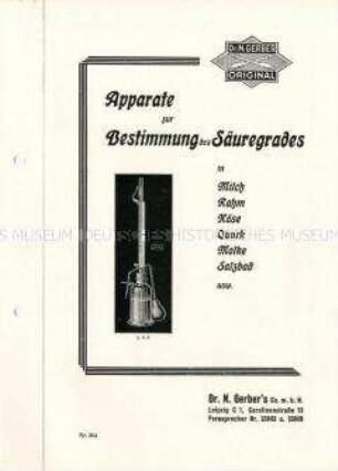 Apparate zur Bestimmung des Säuregrades in Milch, Rahm, Käse, Quark, Molke, Salzbad usw. / Nr. 264