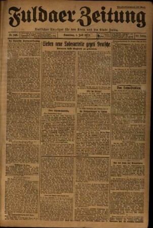 Erste Ausgabe vom Sonntag, den 01. Juli 1923.
