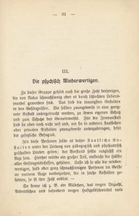 III. Die psychisch Minderwertigen
