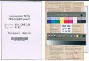 Entnazifizierung Heinrich Kumpmann , geb. 22.01.1905 (Kohlenhaendler)