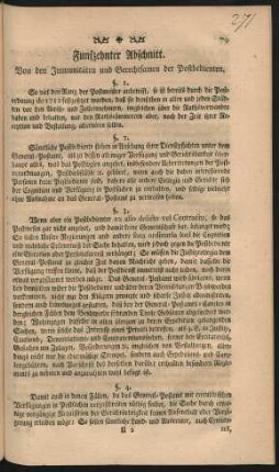 Funfzehnter Abschnitt. Von den Immunitäten und Gerechtsamen der Postbedienten