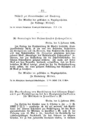 Genealogie des Gesamthauses Hohenzollern : [D. Höhere Lehranstalten]