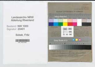 Entnazifizierung Fritz Sobek, geb. 16.02.1891 (Postinspektor)
