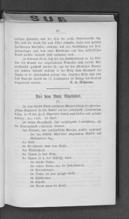 Aus dem Amte Ritzebüttel.