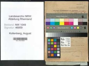 Entnazifizierung August Kollenberg , geb. 04.04.1909 (Angestellter)