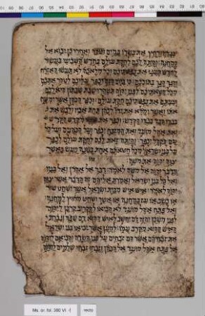 Fragment einer hebräischen Bibel : Ṿa-Yiḳra