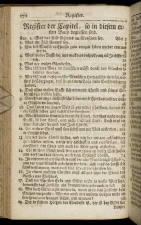 Register der Capitel, so in diesem ersten Buch begriffen sind