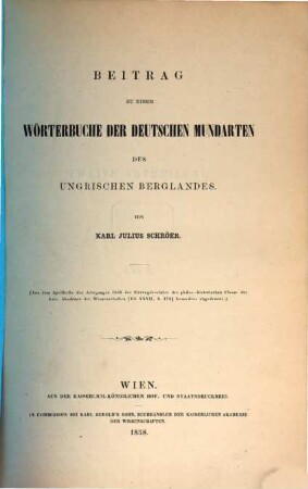 Beitrag zu einem Wörterbuche der deutschen Mundarten des ungrischen Berglandes, 2. [I -Z]