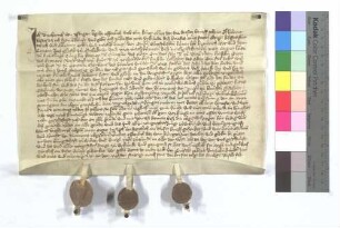 Fertigung des Dietrich von Isingen (Ysingen) um seine Leibeigenen zu Knittlingen, Zaisenhausen und Schmie (Schmyhe).