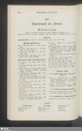 XV. Departement des Innern