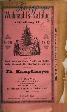 Bücher-Verzeichniss. 331. 1891 = Abth. 2
