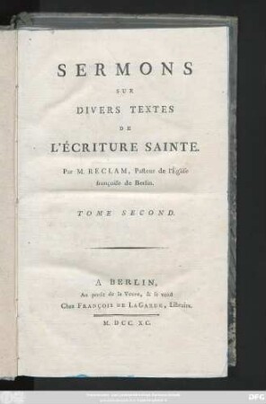 T. 2: Sermons Sur Divers Textes De L'Écriture Sainte