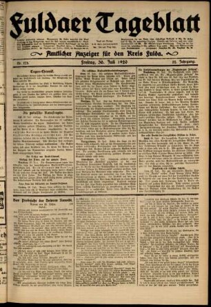 Ausgabe vom Freitag, den 30. Juli 1920.