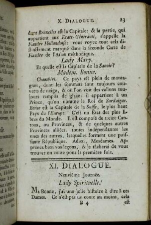 XI. Dialogue. Neuvième Journée.