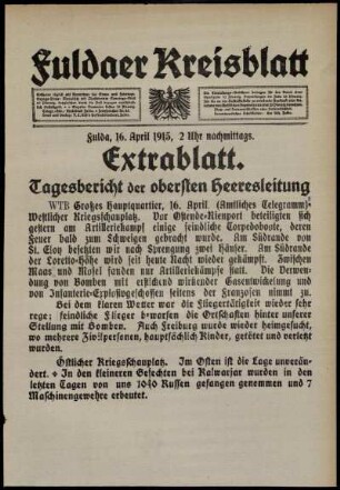 Ausgabe vom Freitag, den 16. April 1915.