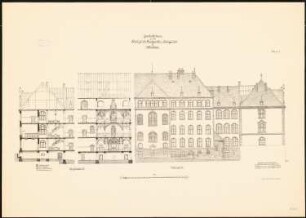 Land- und Amtsgericht, Wiesbaden: Aufriss Hofansicht 1:100
