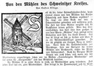 Bockmühle auf der Elbdüne, aus: Heimatkalender des Kreises Schweinitz, 1924