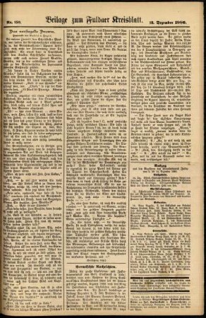 Zweite Ausgabe vom Samstag, den 18. Dezember 1886.