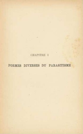 Chapitre I Formes Diverses Du Parasitisme