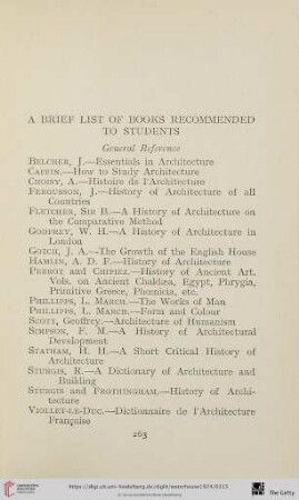 A Brief List of Books Recommended to Students
