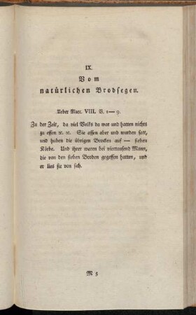 IX. Vom natürlichen Brodsegen