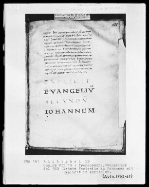Francosächsisches Evangeliar — Explicit mit Kapitalen, Folio 180recto
