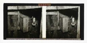 Schachtecke mit Pumpenrohren und Eichenholzlagern für die Gestängepumpe, Schacht Mönkhofsbank