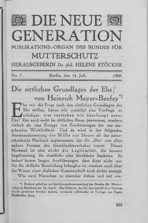 No. 7. Berlin, den 14. Juli. 1909.