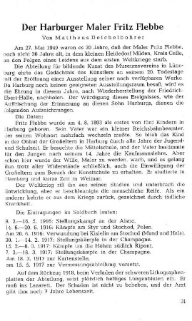 Der Harburger Maler Fritz Flebbe
