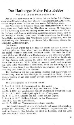 Der Harburger Maler Fritz Flebbe