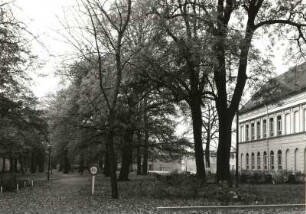 Haldensleben. Bülstringer Straße, an der Stadtmauer und Altem Friedhof mit Südfliegel der Polytechnische Oberschule "Ernst Thälmann" (heute Otto Boye Grundschule)