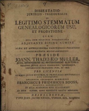Dissertatio de legitimo stemmatum genealogicorum usu et probatione