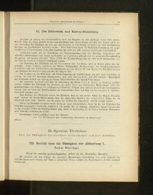 VI. Die Bibliothek und Karten-Sammlung.