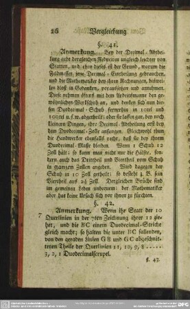 Vergleichung beyder Maße