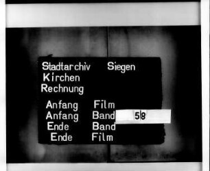 Kirchenrechnung der Stadt Siegen der Kirchmeister Johan Irle und Johan Salbach