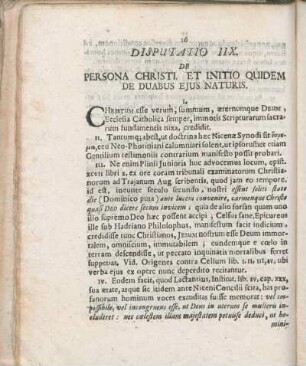 Disputatio IIX. De Persona Christi. Et Initio Quidem De Duabus Ejus Naturis.