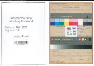 Entnazifizierung Frieda Josten , geb. 08.10.1897 ()