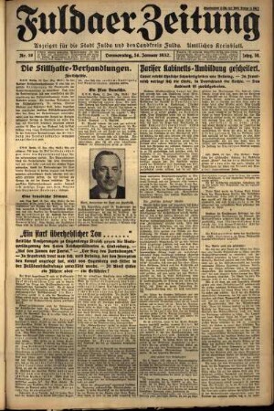 Erste Ausgabe vom Donnerstag, den 14. Januar 1932.