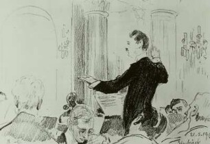 Sterl, Robert: Konzert-Studie I (Der Dirigent Sergei Alexandrowitsch Kussewitzky). Bezeichnet und datiert: R.-St. (l. u.) 21.5.1912 Simbirsk (r. u.). Schwarze Kreide auf Papier