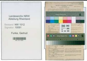 Entnazifizierung Gertrud Funke , geb. 29.09.1906 (Kindergaertnerin)