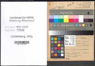 Entnazifizierung Willy Lichtenberg , geb. 27.05.1910 (Elektromeister)