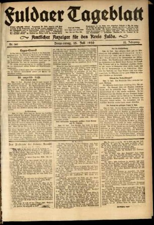 Ausgabe vom Donnerstag, den 15. Juli 1920.