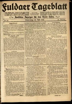 Ausgabe vom Donnerstag, den 15. Juli 1920.